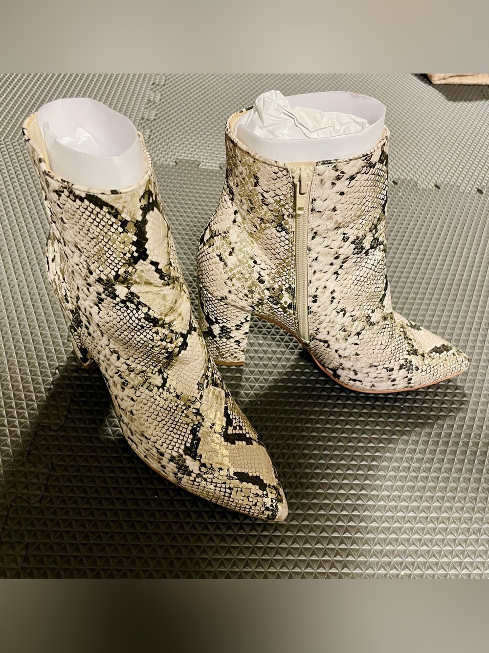 Aldo Acaynna Snake-Print Ankle Block Heel Pointed Toe Boots 8B